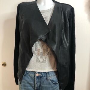 BB Dakota Black Leather Open Front Jacket